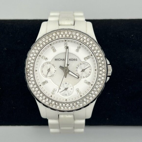 MICHAEL KORS Mini Parker MK5458 White Watch Working - Picture 1 of 8